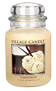 Village Candle Creamy Vanilla 26 oz Glass Jar Scented Candle, Large