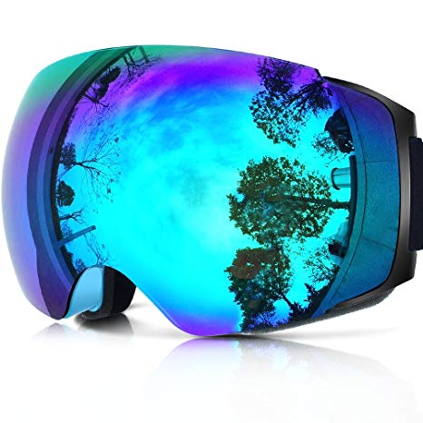 ZIONOR X4 Ski Snowboard Snow Goggles Magnet Dual Layers Lens Spherical Design Anti-Fog UV Protection Anti-Slip Strap for Men Women