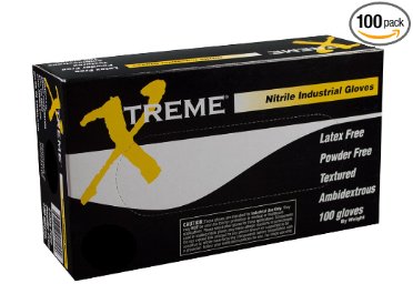 Ammex XNPF Xtreme Blue Nitrile Glove, Latex Free, Disposable, Powder Free, Large (Box of 100)