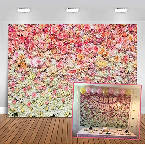 Mehofoto Flower Wall Backdrop 7x5ft Colorful Roses Flower Sea Floral Photography Background for Wedding,Infant,New Born,Baby