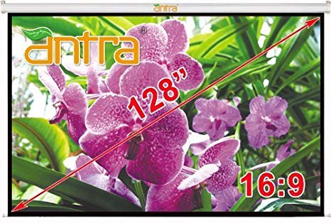 Antra Electric Motorized 128" 16:9 Projector Projection Screen Low Noise Tubular Motor (128" 16:9, Matt White)