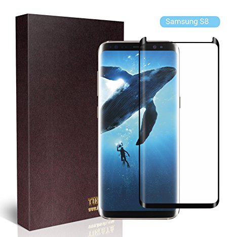 Galaxy S8 Screen Protector with Tray Installation, TURATA Case-friendly, Non Full Coverage, Anti-Bubble, Anti-Scratch, Easy Installation 3D Curved Tempered Glass Screen Protector with Positioner for Samsung Galaxy S8