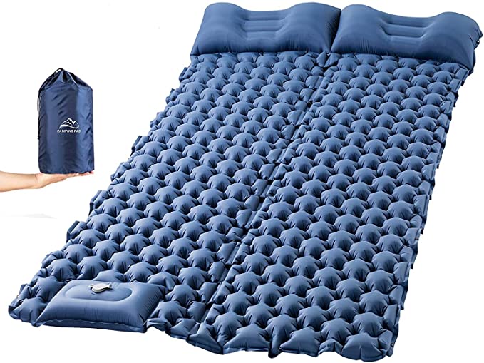 Camping Sleeping Pad, LUXEAR Self Inflating Sleeping Mat for 2 Person Foot Press Compact Lightweight Air Mattress for Hiking Travel Backpacking Durable Waterproof Full Size Pad