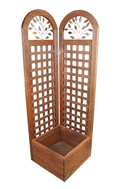 Merry Garden TRL0080010010 Wood Trellis Screen & Planter System, Natural Stained