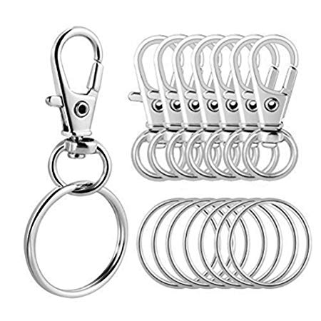 WXJ13 Swivel Lobster Clasp Lanyard Snap Hook with Key Ring, 60 Pieces
