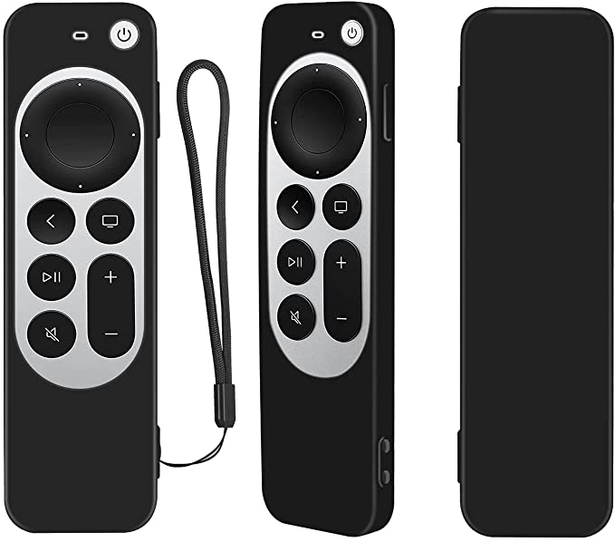 Protective Silicone Remote Case for 2021 Apple 4K TV Series 6 Remote Control, Shockproof, Washable and Skin-Friendly Cover for Apple TV Siri Remote 2nd Gen Controller, Non-Slip and Durable (Black)