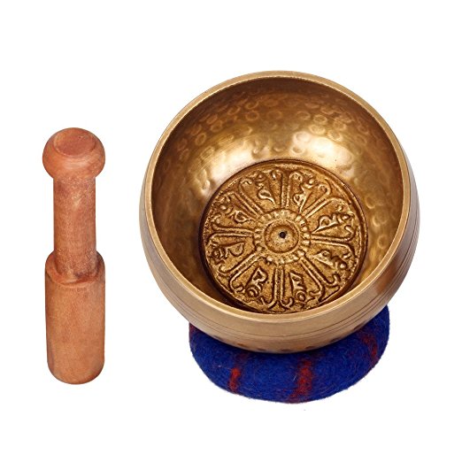 Ohm Store Tibetan Meditation Yoga Singing Bowl Set With Mallet and Cushion Handcrafted In Nepal, Special Intro Price