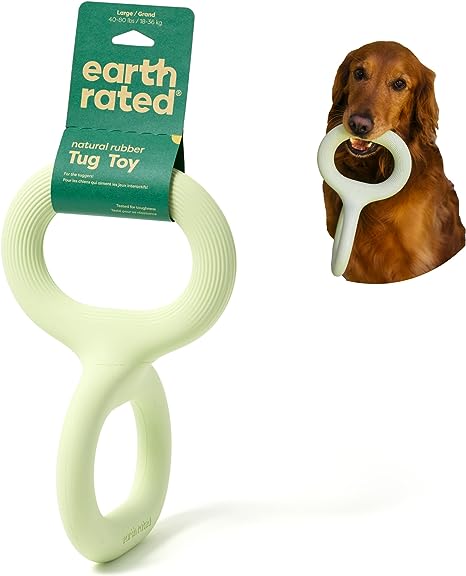 Earth Rated Tug of War Dog Toy, Durable Natural Rubber Dog Tug Toy with an Ergonomic Grip, Large