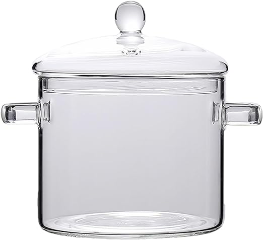 Glass Cooking Saucepan Stovetop Safe - 2300ML/80Oz Microwave Glass Cooking Pot, Simmer Pot with Cover and Handle, Safe to Heat Pasta Noodle, Soup, Milk, Baby Food