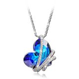 Deal of the DayHeart of the Ocean Blue SWAROVSKI ELEMENTS Crystal Heart Shape Pendant Necklace Jewelry- Environmental Friendly2016 Latest Heart Shape DesignChristmas Gift Choice Huge Bermuda Blue Heart Crystal Symbol of Love