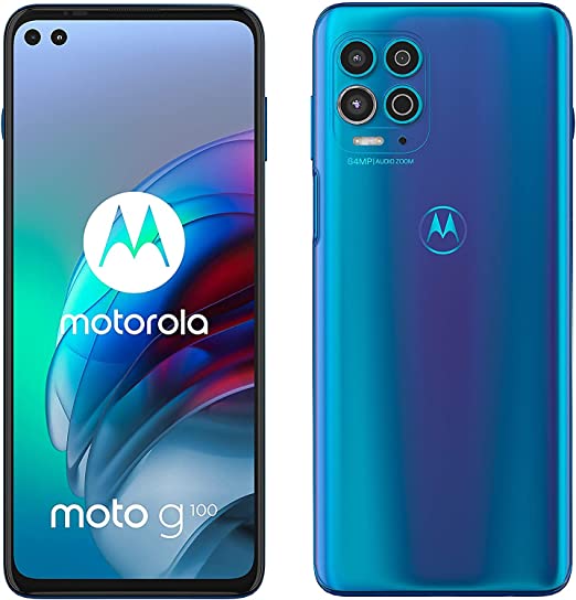 Motorola Moto G100 Dual-SIM 128GB ROM   8GB RAM (GSM Only | No CDMA) Factory Unlocked 5G Smartphone (Iridescent Ocean) - International Version