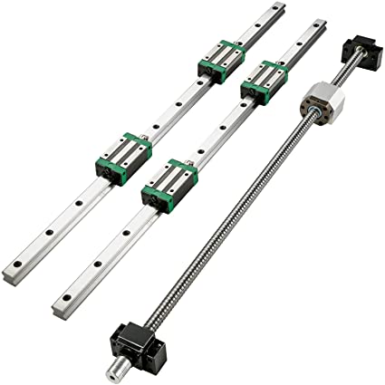BestEquip Linear Guide Rail 2Pcs HGR20-1500mm Linear Slide Rail with 1Pcs RM1605-1500mm Ballscrew with BF12/BK12 Kit Linear Slide Rail Guide Rail Square for DIY CNC Routers Lathes Mills