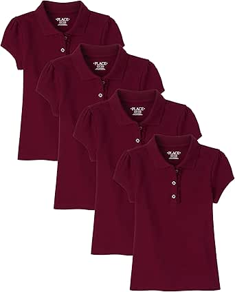 The Children's Place Girls Short Sleeve Ruffle Pique Polo Multipack