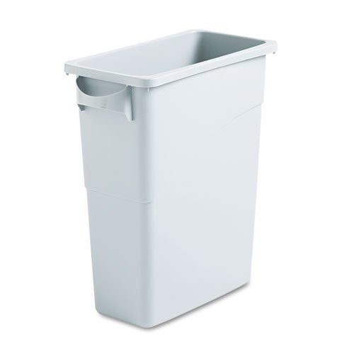 Rubbermaid Commercial Slim Jim Rectangular Light Gray Plastic Waste Container With Handle, 16 gal