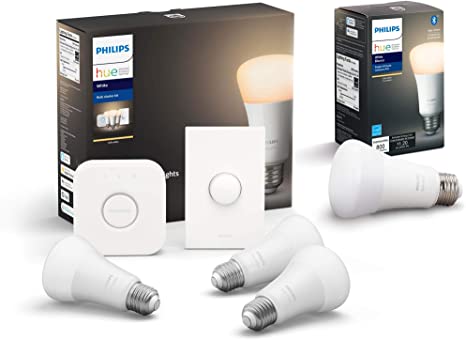 Philips Hue White LED Smart Button Starter Kit with Philips Hue White A19 LED Smart Bulb