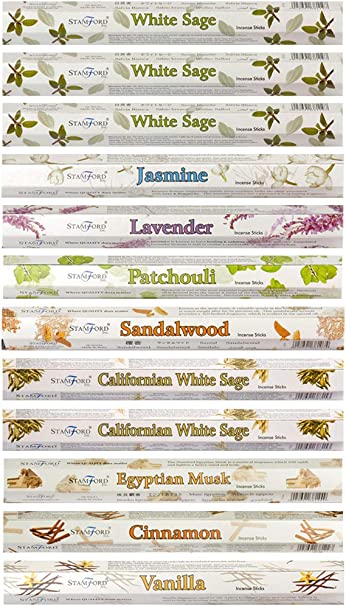 Stamford 37329 White Sage Variety Set Incense Sticks-12 Packs x 20 Sticks, Black, One Size