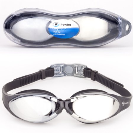 1 Rated Swim Goggles On Amazon UK - Anti Fog - Comfort Fit - Watertight - Clear Vision - 100 UV Protection Anti Shatter Mirrored Lenses Easily Adjustable Straps With Quick Release Technology For Tangle Free Hair Swimming Goggles Include FREE Premium Protective Case FREE Nose Clip And FREE Ear Plugs