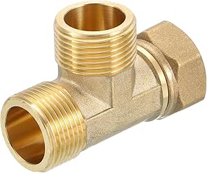 uxcell Brass Tee Swivel Pipe Fitting, 3/4" (Female x Male x Male) 3 Way T-Connector Fitting Coupler for Air Conditioner Refrigeration Plumbing, 1pcs