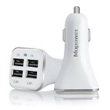 Car ChargerMopower 68A34W 4-Port USB Car Charger for iPhone 6 5S 4S  iPad 4iPad mini Samsung Galaxy S4 S3 S5GPS and Digital Devices White