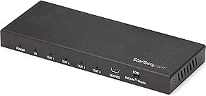 StarTech.com HDMI Splitter - 4-Port - 4K 60Hz - HDMI Splitter 1 in 4 Out - 4 Way HDMI Splitter - HDMI Port Splitter (ST124HD202)