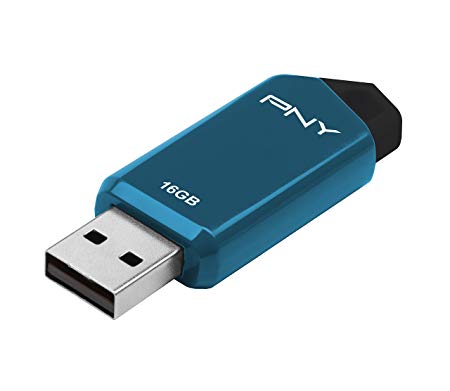 PNY Retract USB 2.0 Flash Drive, 16GB, Blue or Red - Color May Vary (P-FD16GRTC-GE)