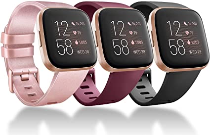 Vancle Bands Compatible for Fitbit Versa/Versa 2 / Versa Lite/Versa SE, Classic Soft Sport Band Strap for Fitbit Versa Smart Watch Women Men Small Large