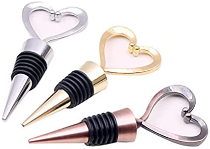 Alices 3pcs Wine Stoppers Stainless Steel Love Design Heart Shape Wine Stopper and Beverage Bottle Stoppers Heart Wine Bottle Stopper for Gifts, Bar, Holiday Party, Wedding