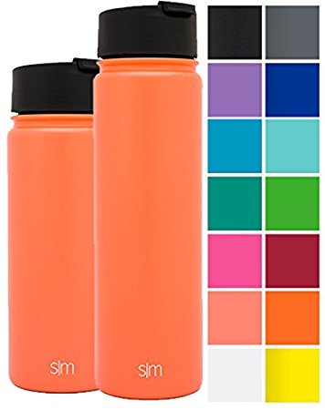 Simple Modern Water Summit Bottle   Extra Lid - Vacuum Insulated Stainless Steel Wide Mouth Thermos Travel Mug - Double-Walled Flask Fits Cupholders - Powder Coated Hydro Canteen