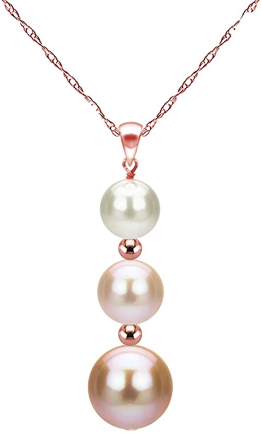 Freshwater Cultured Pearl Pendant Necklace for Women June Birthstone Gift Jewelry (Choice of Pearl Colors and Metal Type)
