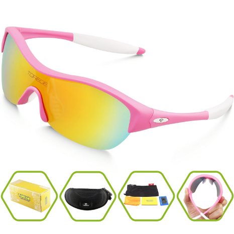 Torege Tr90 Flexible Kids Sports Sunglasses Polarized Glasses for Junior Boys Girls Age 3-15 Trk001