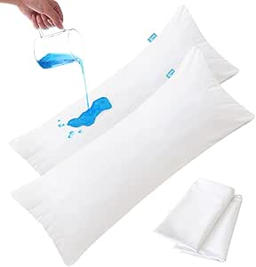 Body Pillow Protector Waterproof 2 Pack Body Pillow Cover with Zipper 21"x 55" Body Pillow Case White Pillowcase Encasement Machine Washable