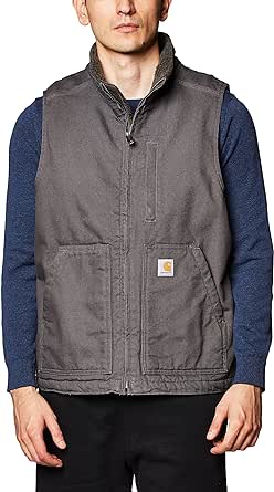 Carhartt Men's Loose Fit Washed Duck Sherpa-Lined Mock-Neck Vest