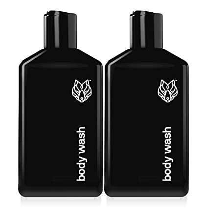 Mens Body Wash With Activated Charcoal by Black Wolf Nation - 10 Fl Oz - Activated Charcoal and Salicylic Acid Reduce Acne Breakouts and Removes Unwanted Toxins From Your Skin (2 Pack)