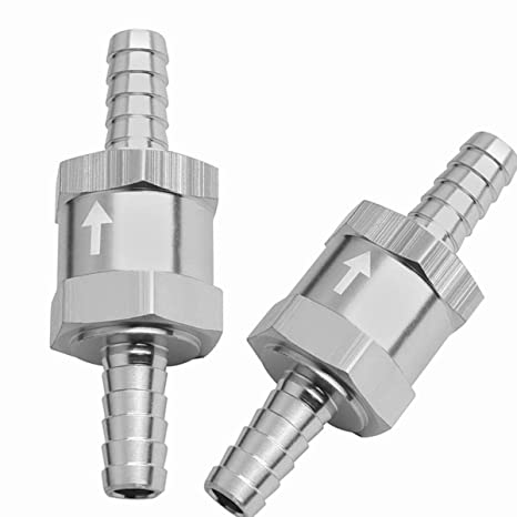 EVIL ENERGY 3/8" 10mm Non Return One Way Check Valve for Fuel Line Oil Petrol Diesel Aluminium Silver Pack of 2