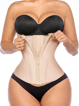 YIANNA Waist Trainer for Women Latex Underbust Tummy Control Waist Cincher Corset Hourglass Body Shaper Zipper and Hooks