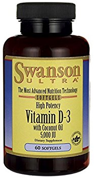 High Potency Vitamin D-3 with Certified Organic Coconut 5,000 Iu 60 Sgels by Swanson Ultra
