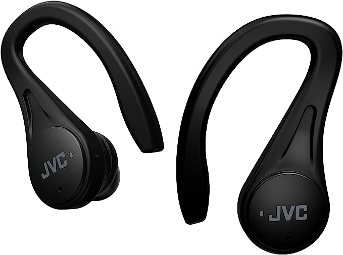 JVC Sport True Wireless Earbuds Headphones, Lightweight and Compact, Long Battery Life (up to 30 Hours), Sound with Neodymium Magnet Driver, Water Resistance (IPX5) - HAEC25TB (Black)