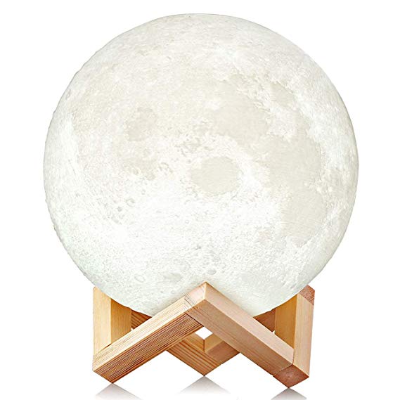 Uten Moon Light - 3D Printed Moon Lamp, Rechargeable LED Nightlight 3-8 Hours Light Duration Room Decoration for Any Festivals, Parties, etc. [15cm/5.9inch]