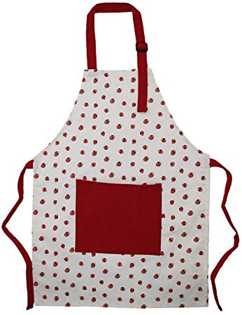 Kids Apron with Front Pocket Kids Cook Aprons with Adjustable Neck Strap Cotton Apron Suitable for Kids Camp Baking, Cooking, Painting (17.71x23.62, red)