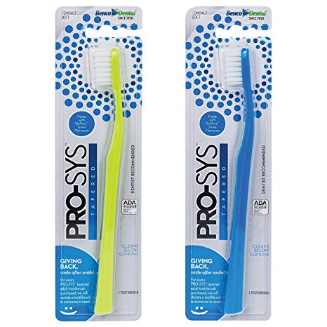 PRO-SYS® Adult Tapered Soft Toothbrush (Colorful 2-Pack) - Made with Soft DuPont™ bristles