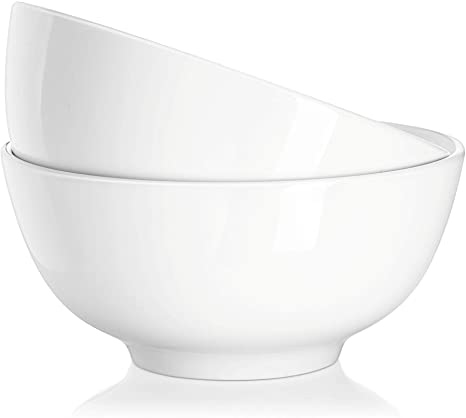 DOWAN 29 Ounce Porcelain Soup and Cereal Bowls, 2 Packs, White