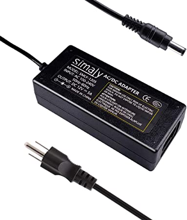 12V 5A Power Supply Adapter AC100-240V to DC 12V 5A 60WDC Transformer Charger US Plug with 5.5mm x 2.5mm(Compatible with 5.5x2.1mm) Jack for Led Light Strips, LED Driver, CCTV Security System. etc.