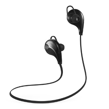 Amerzam Bluetooth Headphone QY7 In-Ear Stereo Bluetooth V4.1 Wireless Sweatproof Running Headset with Microphone(black)