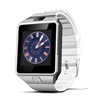 SCHITEC Smart Watch Latest Card Bluetooth, DZ09 380mAh Long Battery Life Smartphones Watch With SIM Card For Android Samsung Galaxy S7 S6 S5 Edge,Nexus,HTC,Sony,Huawei (White)