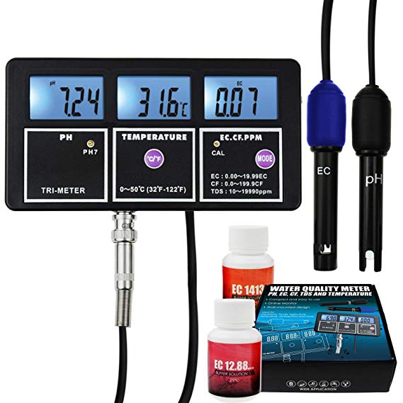 Digital Multiparameter Water Quality Tester PH/EC/CF/TDS/Temperature Meter Tester Aquariums, Hydroponics, Laboratory Tool