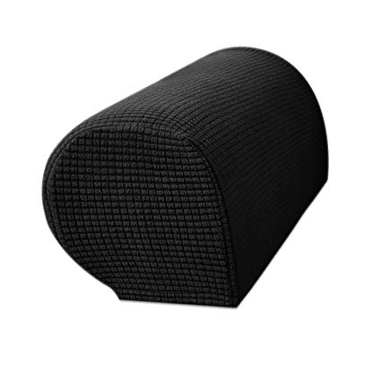 Granbest Jacquard Stretch Sofa Armrest Covers, Anti-Slip Couch Armrest Protector Set of 2 (Black)