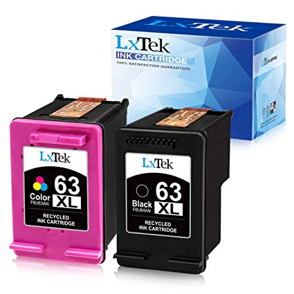 LxTek Remanufactured Ink Cartridge Replacement for HP 63 63XL to use with OfficeJet 5255 5258 3830 3831 3832 Envy 4512 4516 4520 DeskJet 1112 2130 3633 3634, New Updated Chip(Black Tri-Color,2-Pack)