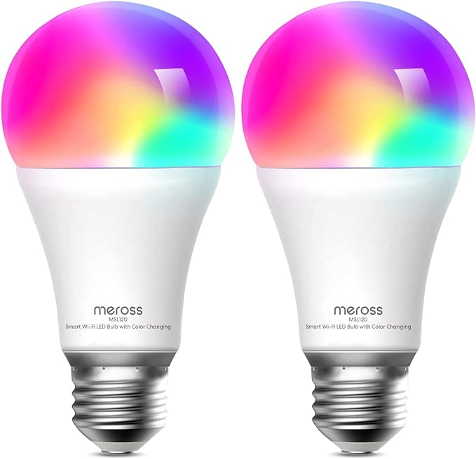 meross Smart Bulb E27, 9W, Alexa Light Bulbs That Work with Alexa, Google and SmartThing WiFi Bulb RGBWW 2700K-6500K Multicolor 2 Packs