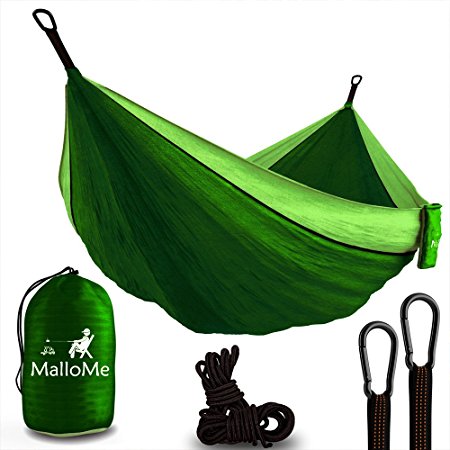 XL Double Parachute Camping Hammock - Tree Portable with Max 1000 lbs Breaking Capacity - Lightweight Carabiners and Ropes Included For Backpacking, Camping, Hiking, Travel, Beach, Yard, 125" x 79"