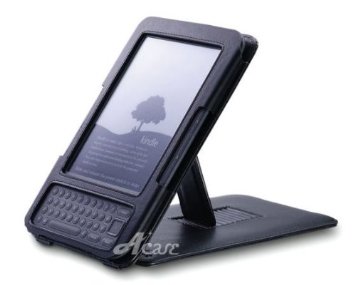 Acase Genuine Leather Flip Case for Kindle 3 Keyboard with Multiple Position Stand Black